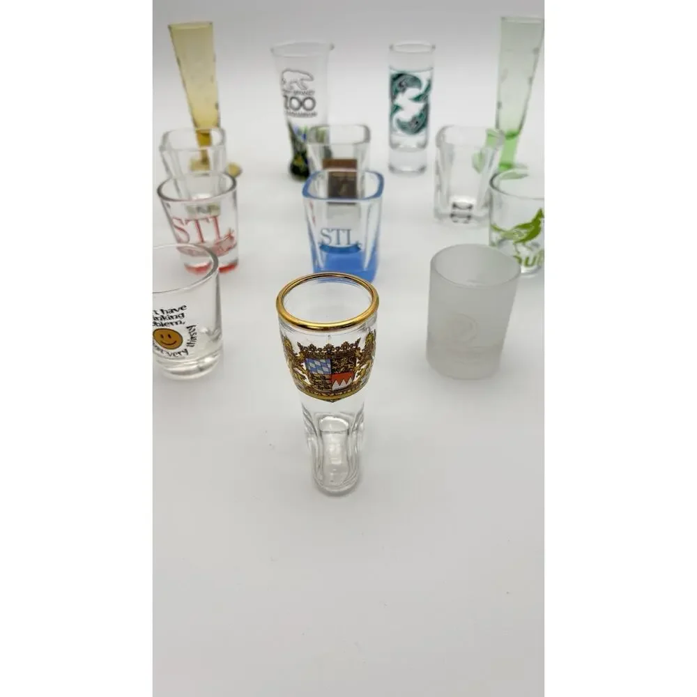 Vintage Shot Glasses Various Destinations Vacation Spots Lot Of 15. VG Condition